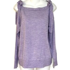 J. CREW LAVENDER MERINO WOOL COLD SHOULDER SWEATER WITH BOWS SIZE SMALL